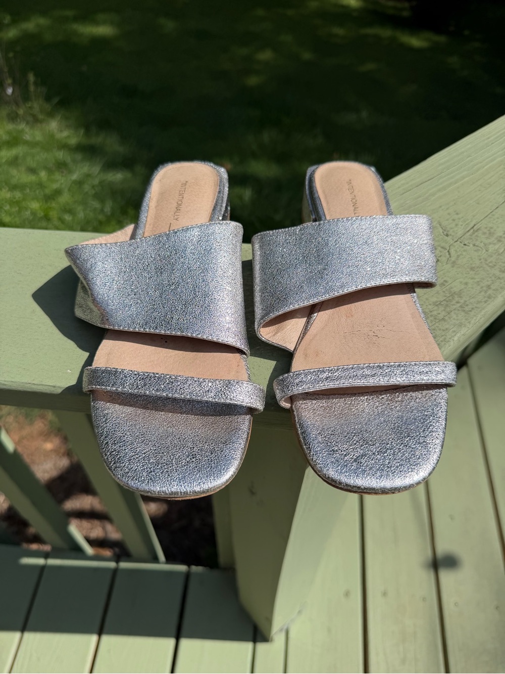 Silver metallic strappy sandals Intentionally Blank